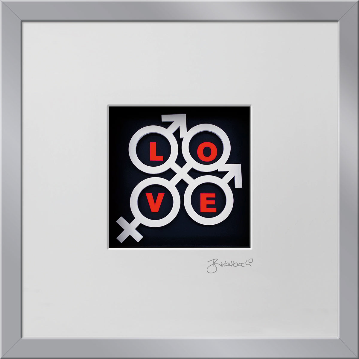 Geschenk 3D-Objektbild 'Love is Love', Rahmen Silber