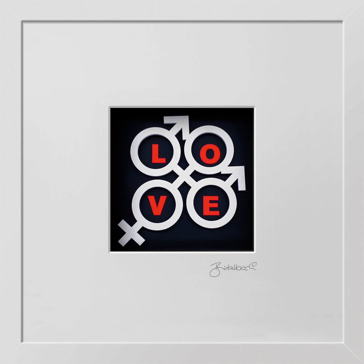 Geschenk 3D-Objektbild 'Love is Love', Rahmen Weiß