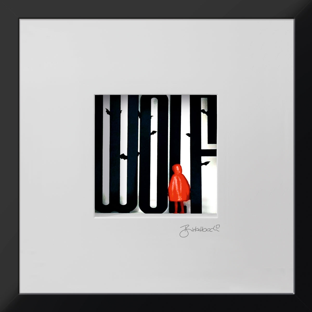 Geschenk 3D-Objektbild 'Rotkäppchen und der böse Wolf' mit Wäldern aus WOLF-Typografie