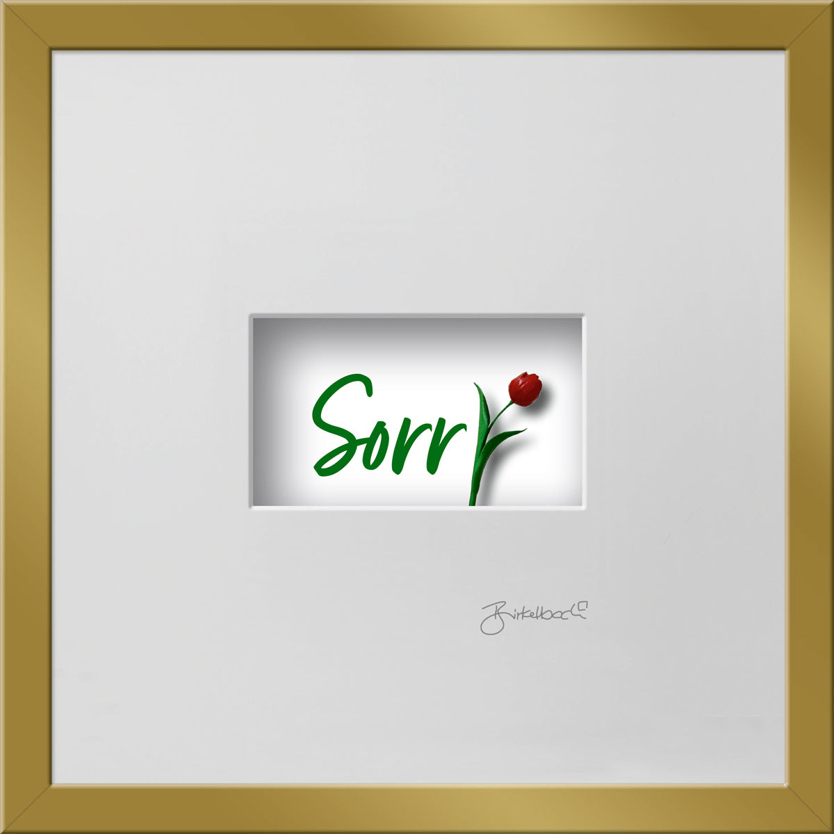 Geschenk 3D-Objektbild 'Sorry', Rahmen Gold