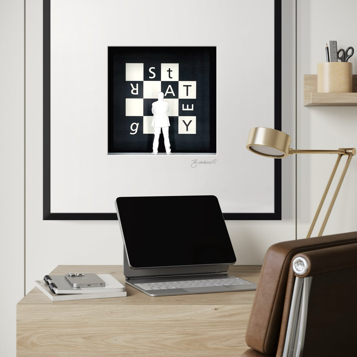 3D-Wandbild 'Strategy' im Wohnraum