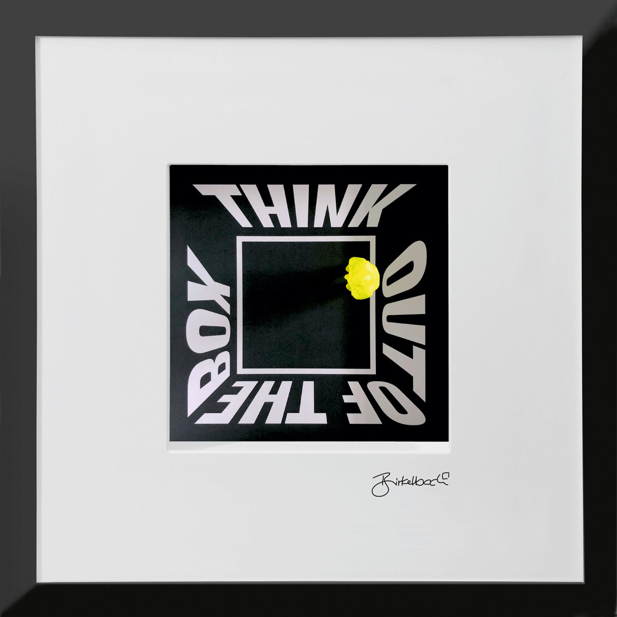 Geschenk 3D-Objektbild 'Think Out of the Box', Rahmen Schwarz