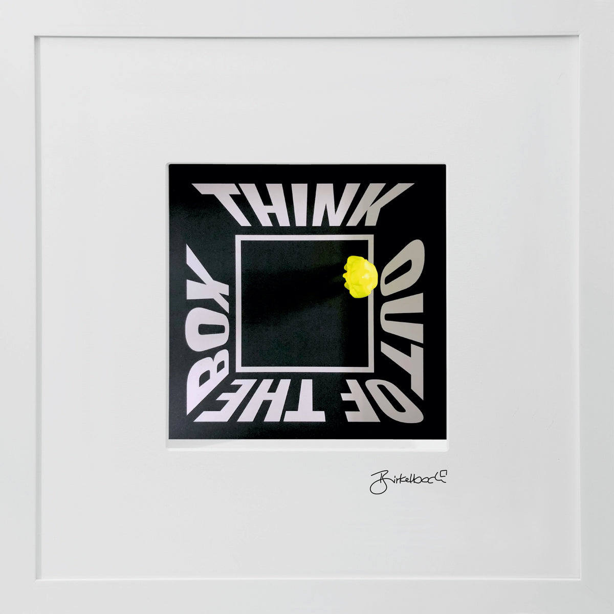 Geschenk 3D-Objektbild 'Think Out of the Box', Rahmen Weiß