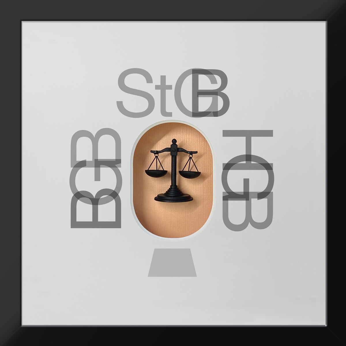 Geschenk 3D-Objektbild 'Der Jurist' mit Justitia-Waage-Motiv, Rahmen Schwarz