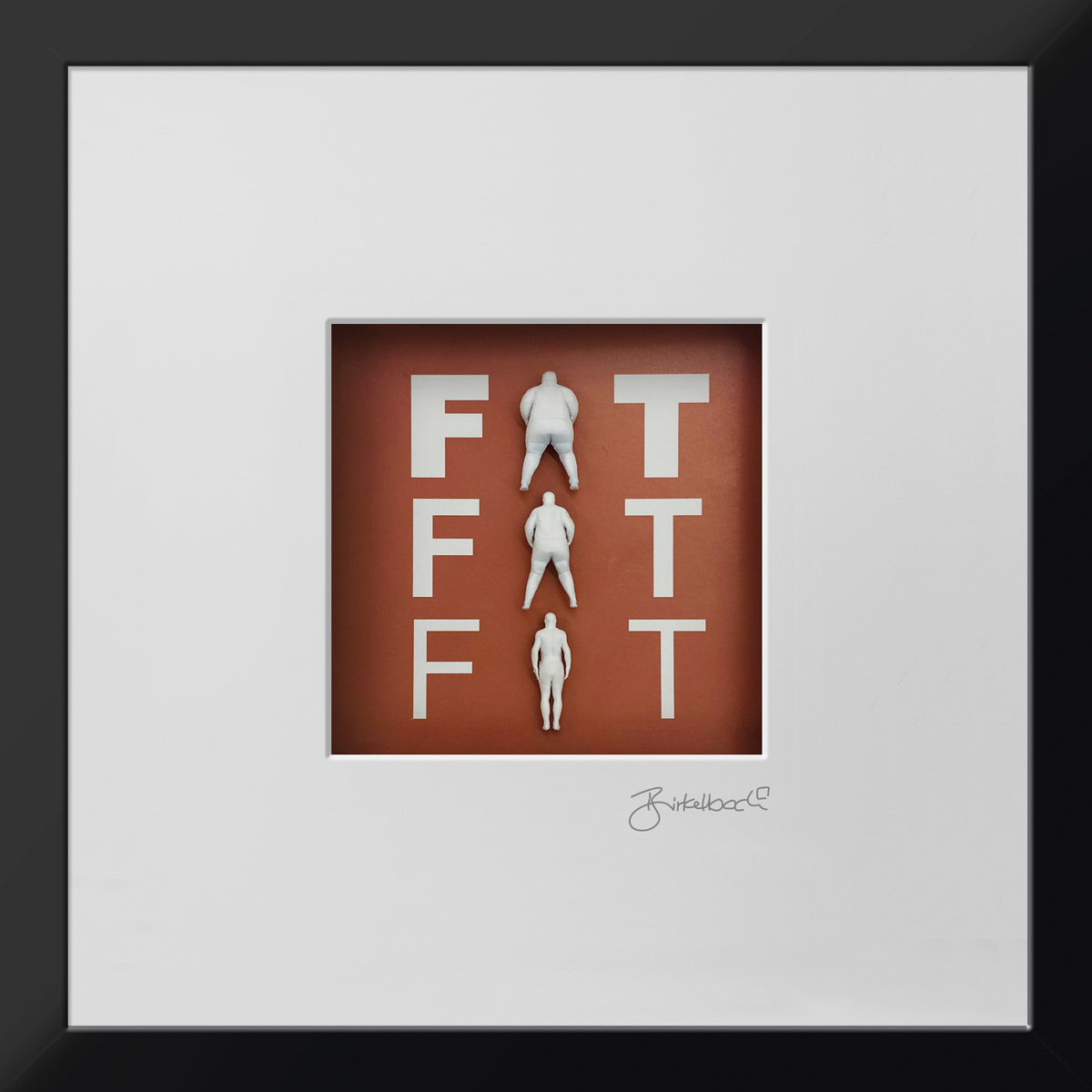 Geschenk 3D-Objektbild 'Fat Fat Fit', Rahmen Schwarz