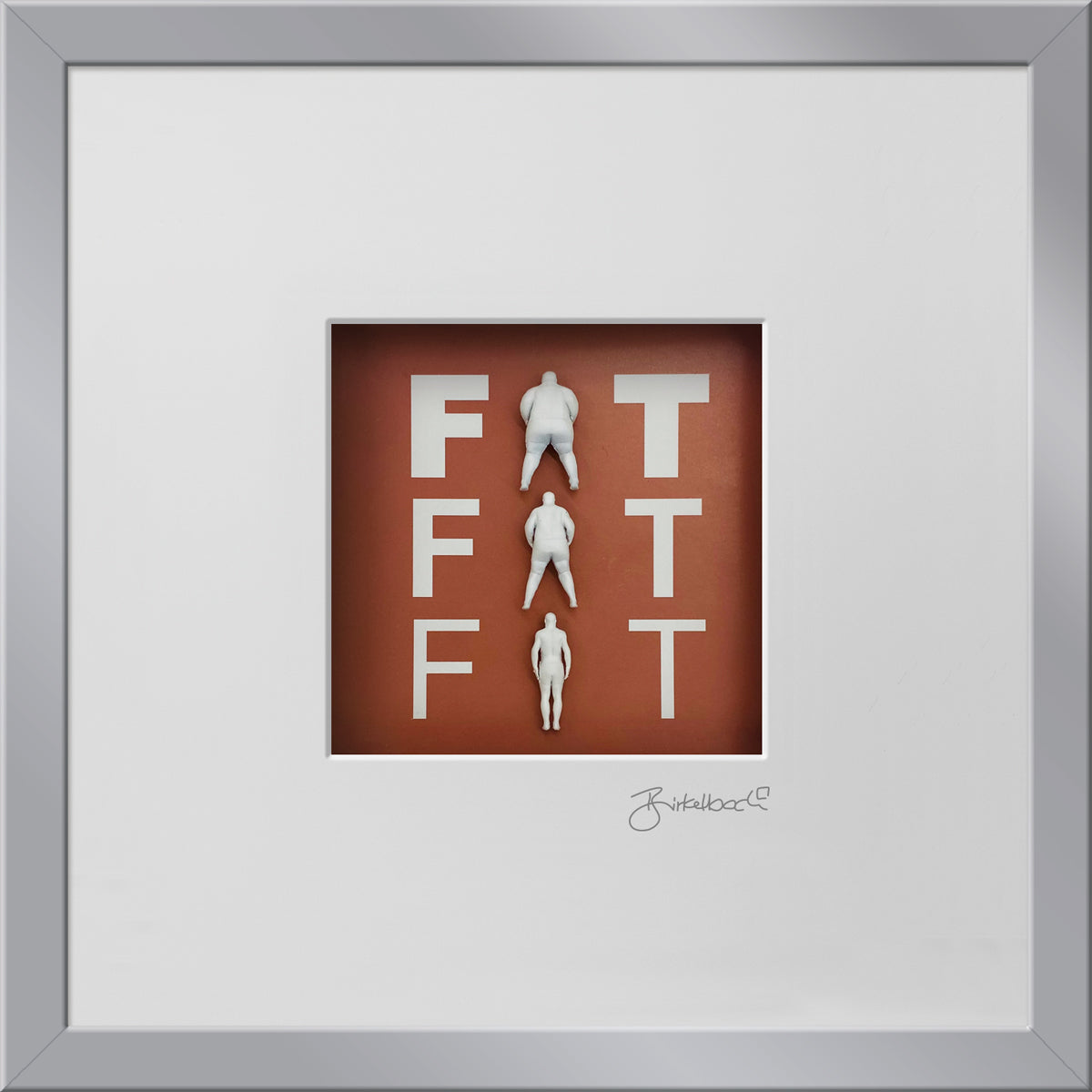 Geschenk 3D-Objektbild 'Fat Fat Fit', Rahmen Silber