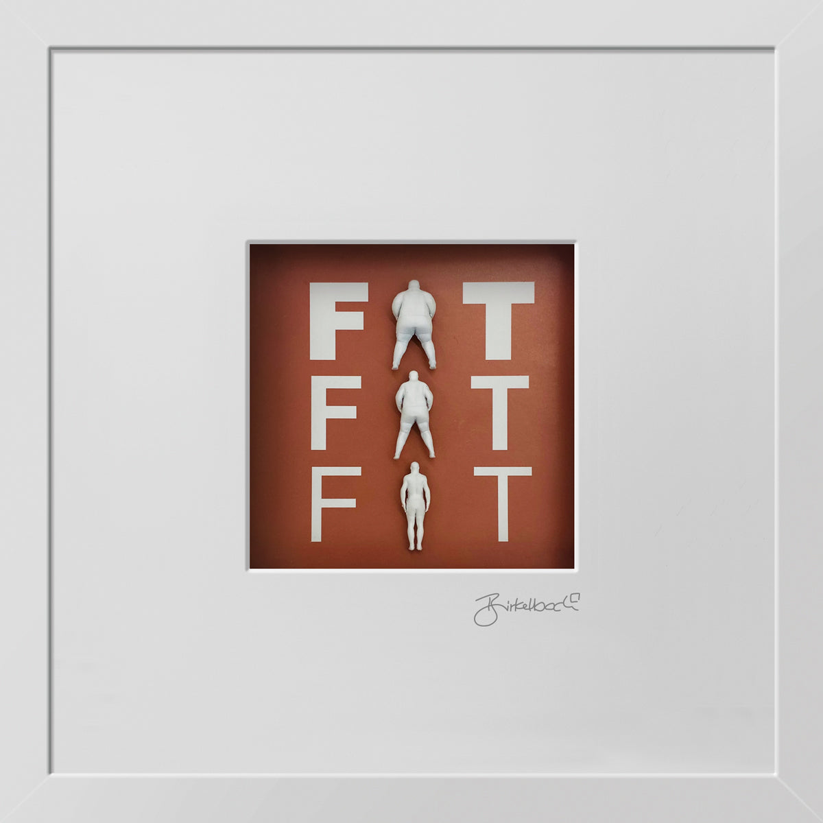 Geschenk 3D-Objektbild 'Fat Fat Fit', Rahmen Weiß