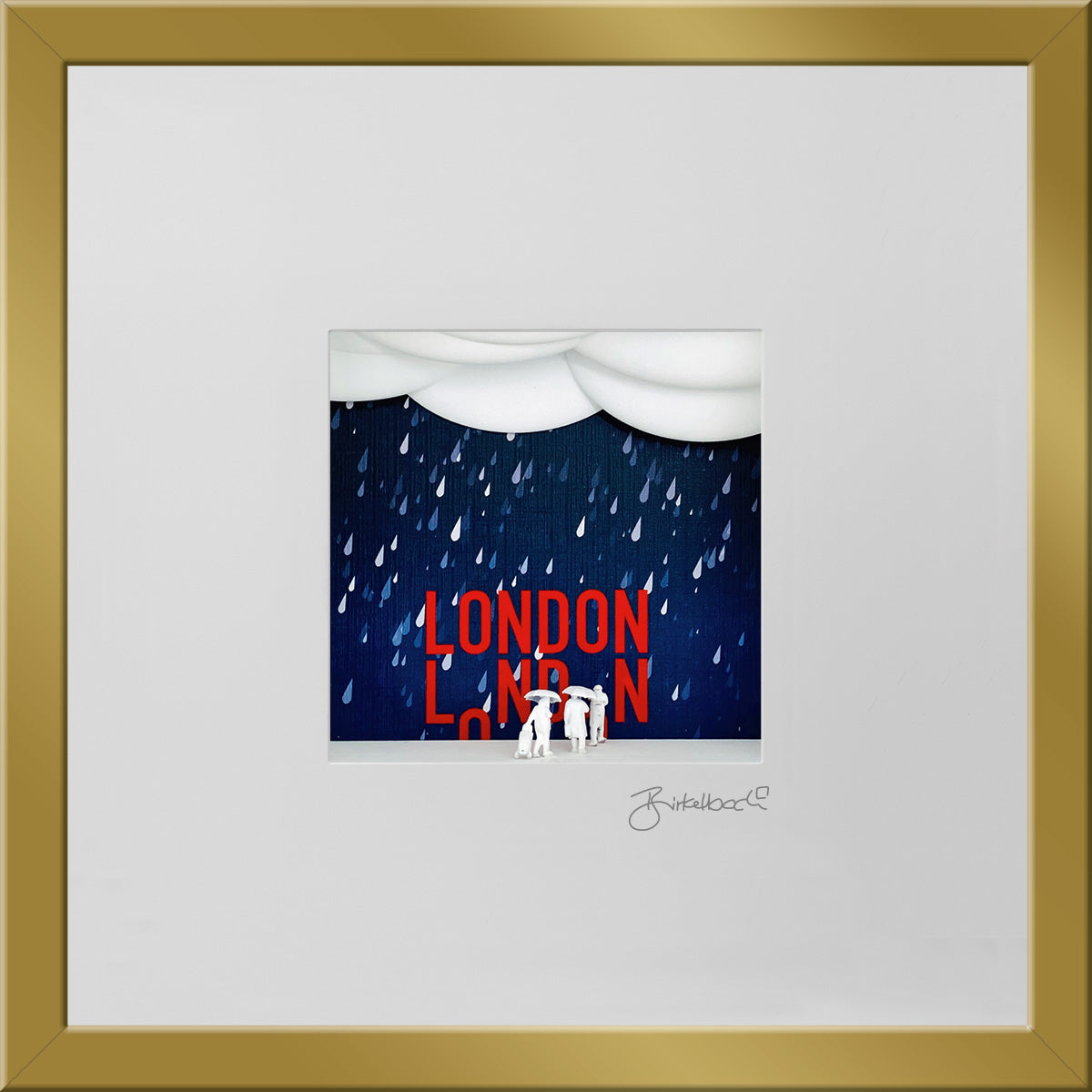 London-Doppeldeckerbus im Regen - 3D-Bild