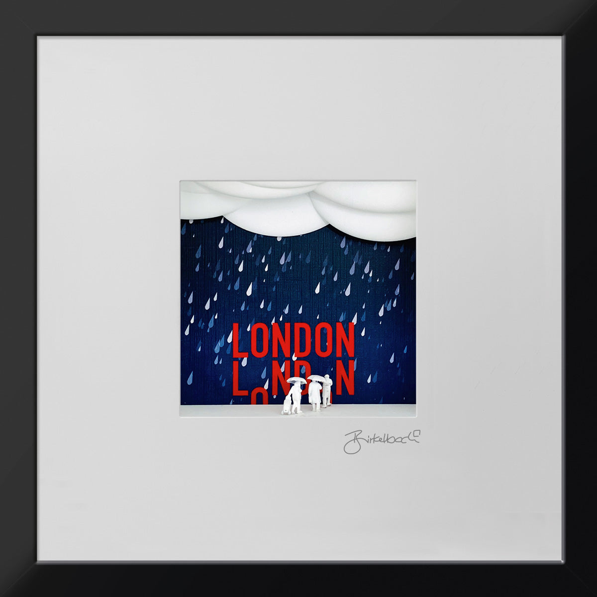 London-Doppeldeckerbus im Regen - 3D-Bild