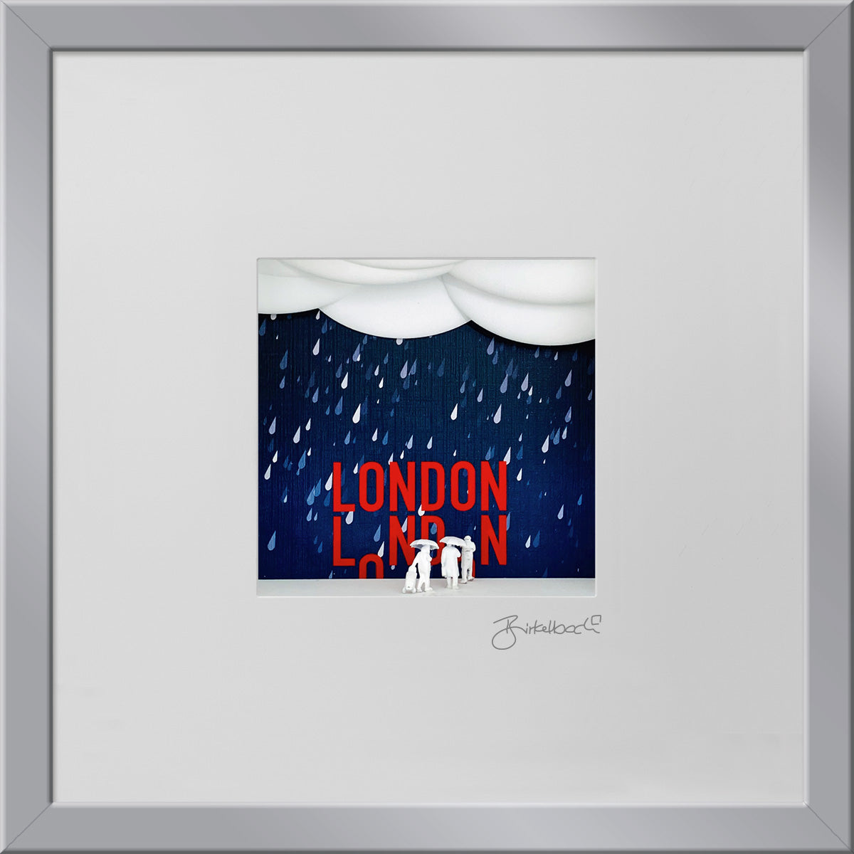 London-Doppeldeckerbus im Regen - 3D-Bild