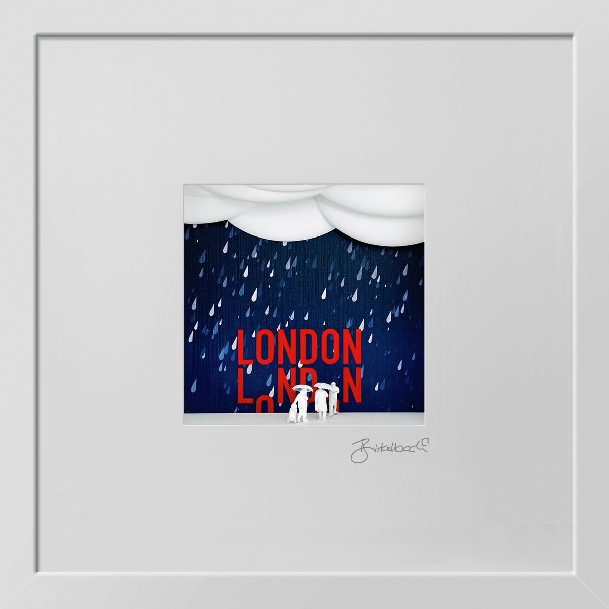 London-Doppeldeckerbus im Regen - 3D-Bild