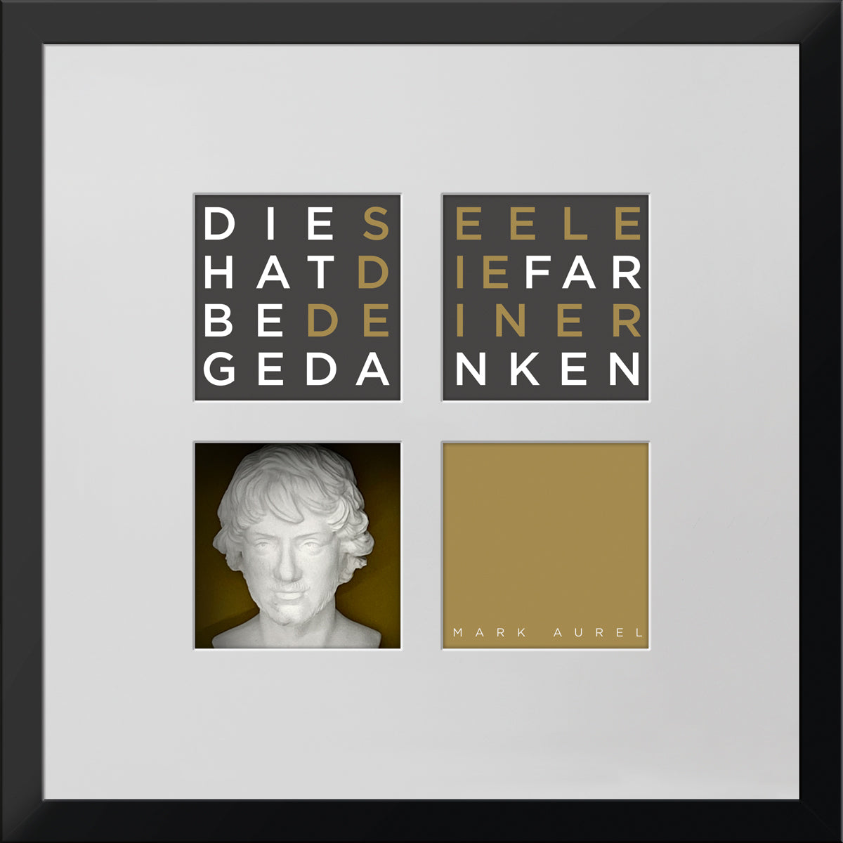 Geschenk 3D-Objektbild 'Mark Aurel', Rahmen Schwarz
