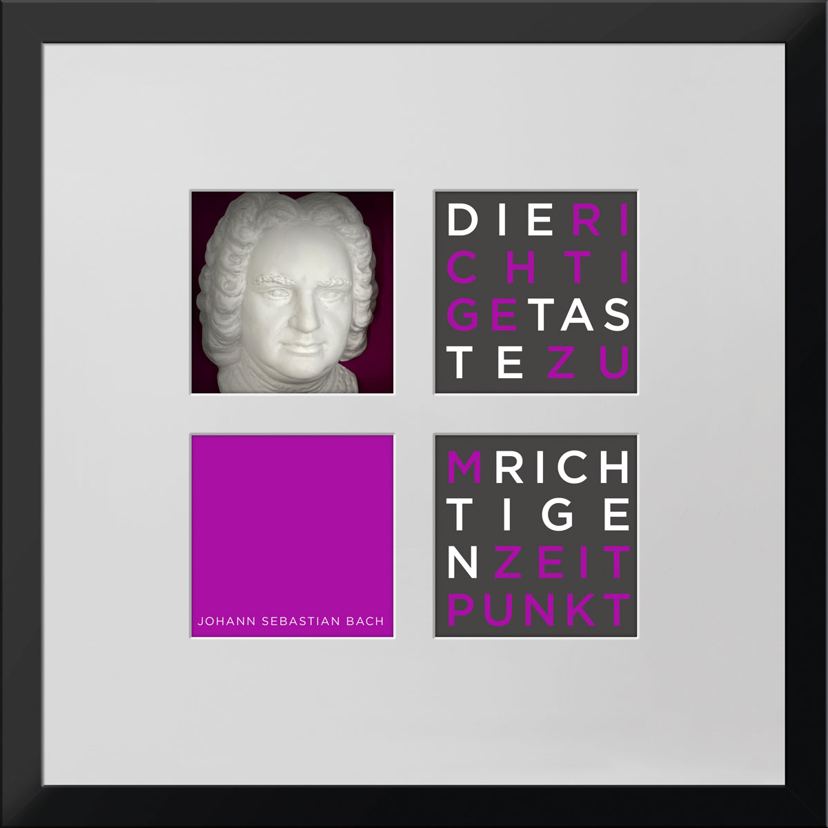 Geschenk 3D-Objektbild 'Johann Sebastian Bach', Rahmen Schwarz