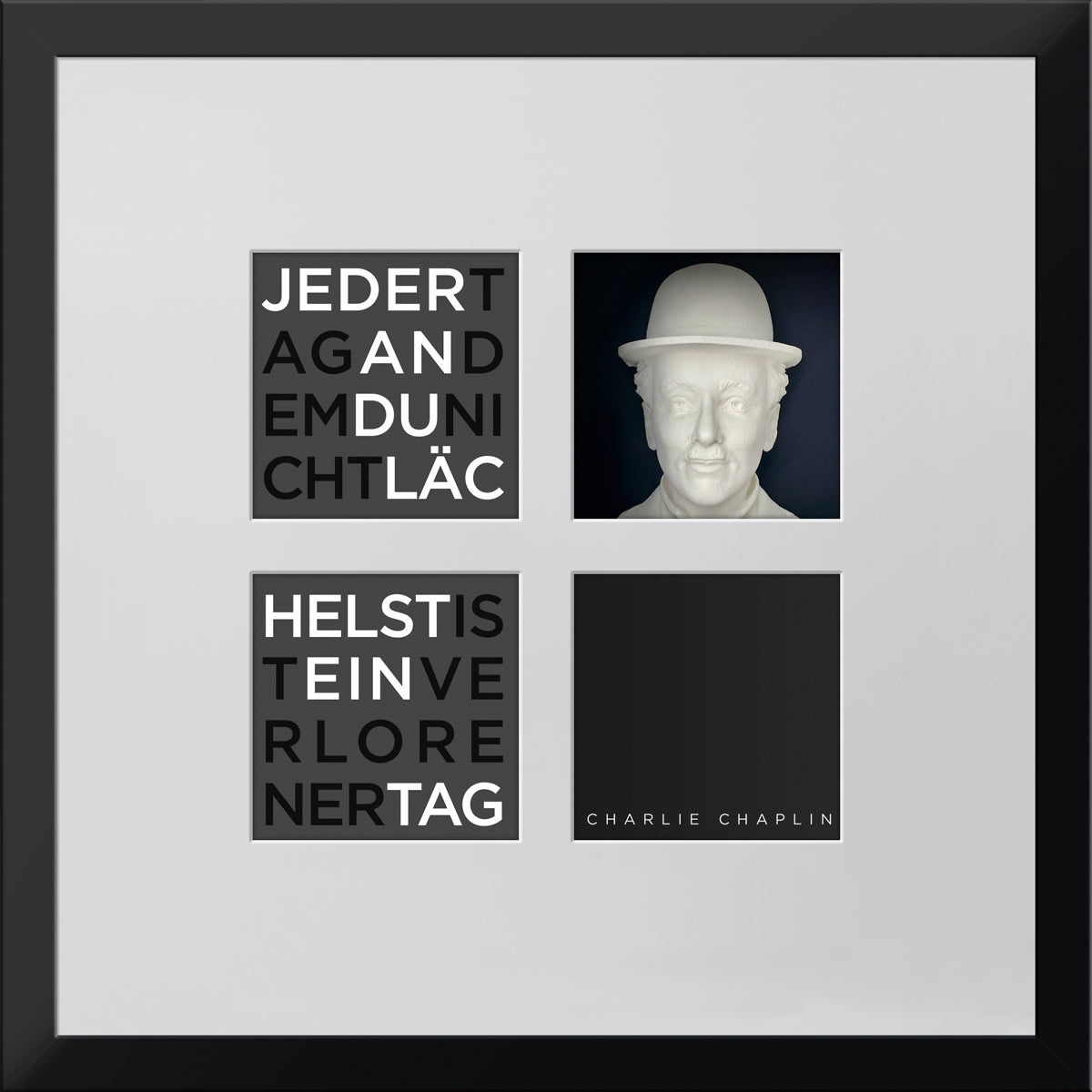 Geschenk 3D-Objektbild 'Charlie Chaplin', Rahmen Schwarz