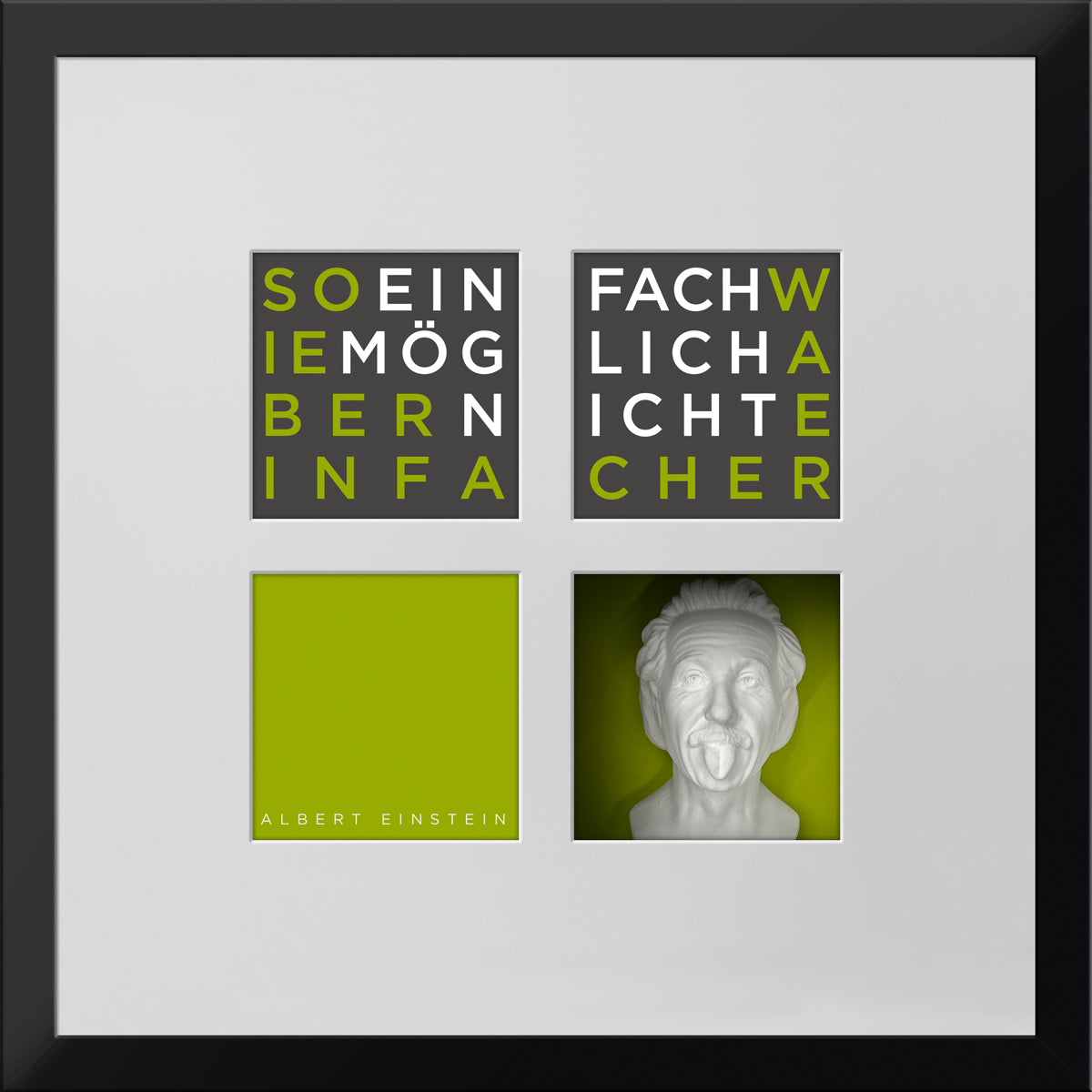 Geschenk 3D-Objektbild 'Albert Einstein', Rahmen Schwarz