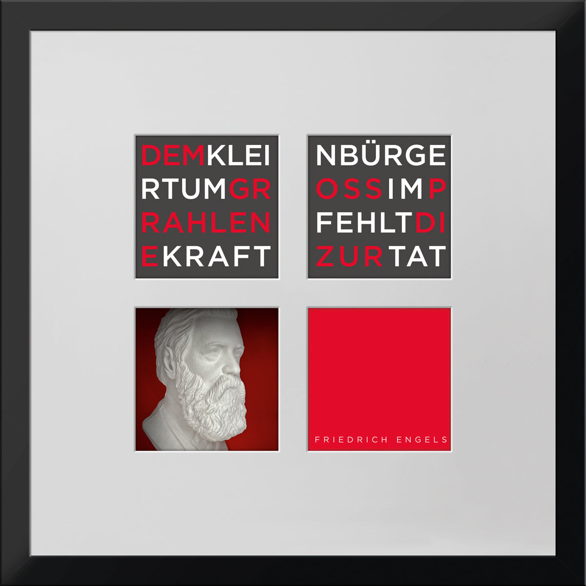 Geschenk 3D-Objektbild 'Friedrich Engels', Rahmen Schwarz