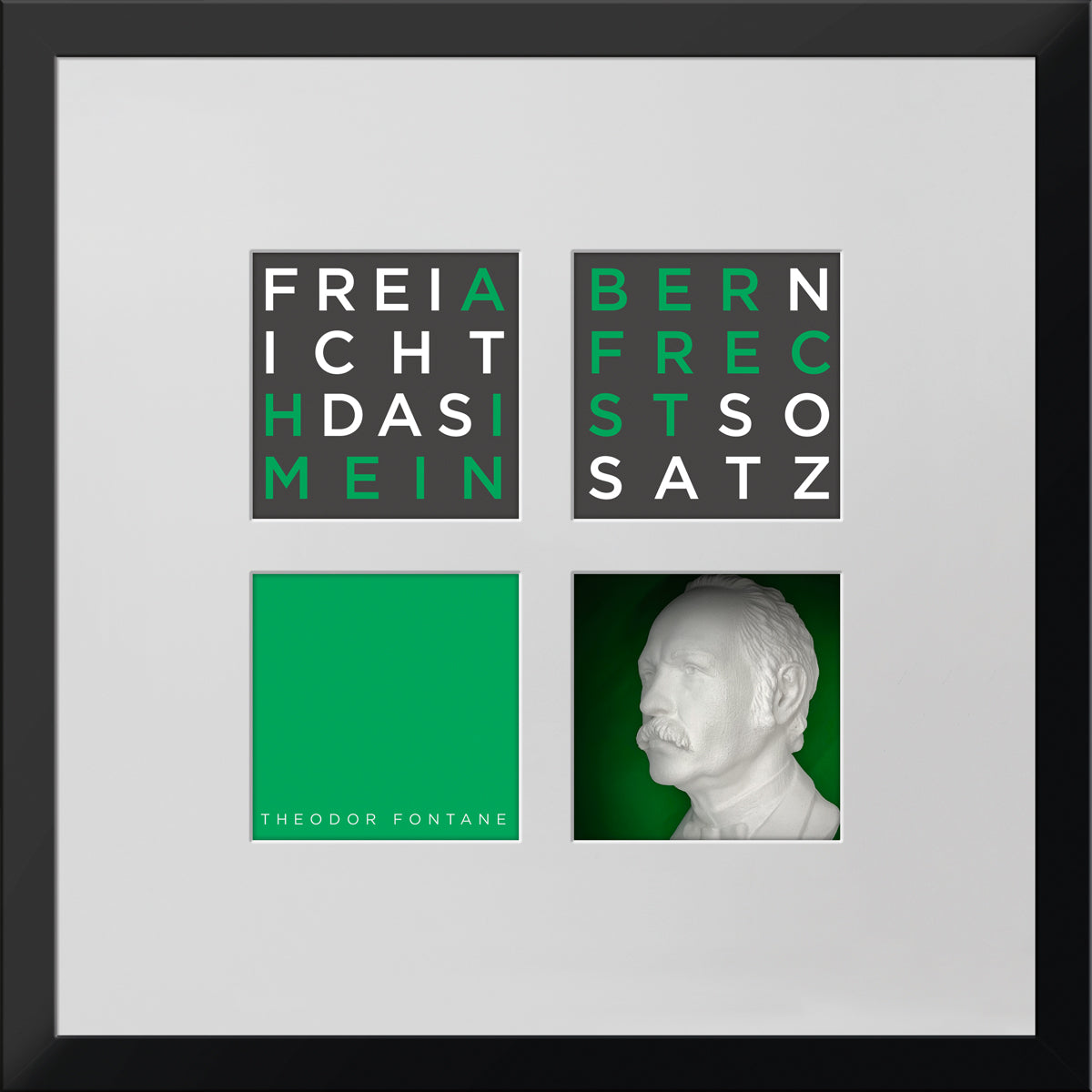 Geschenk 3D-Objektbild 'Theodor Fontane', Rahmen Schwarz