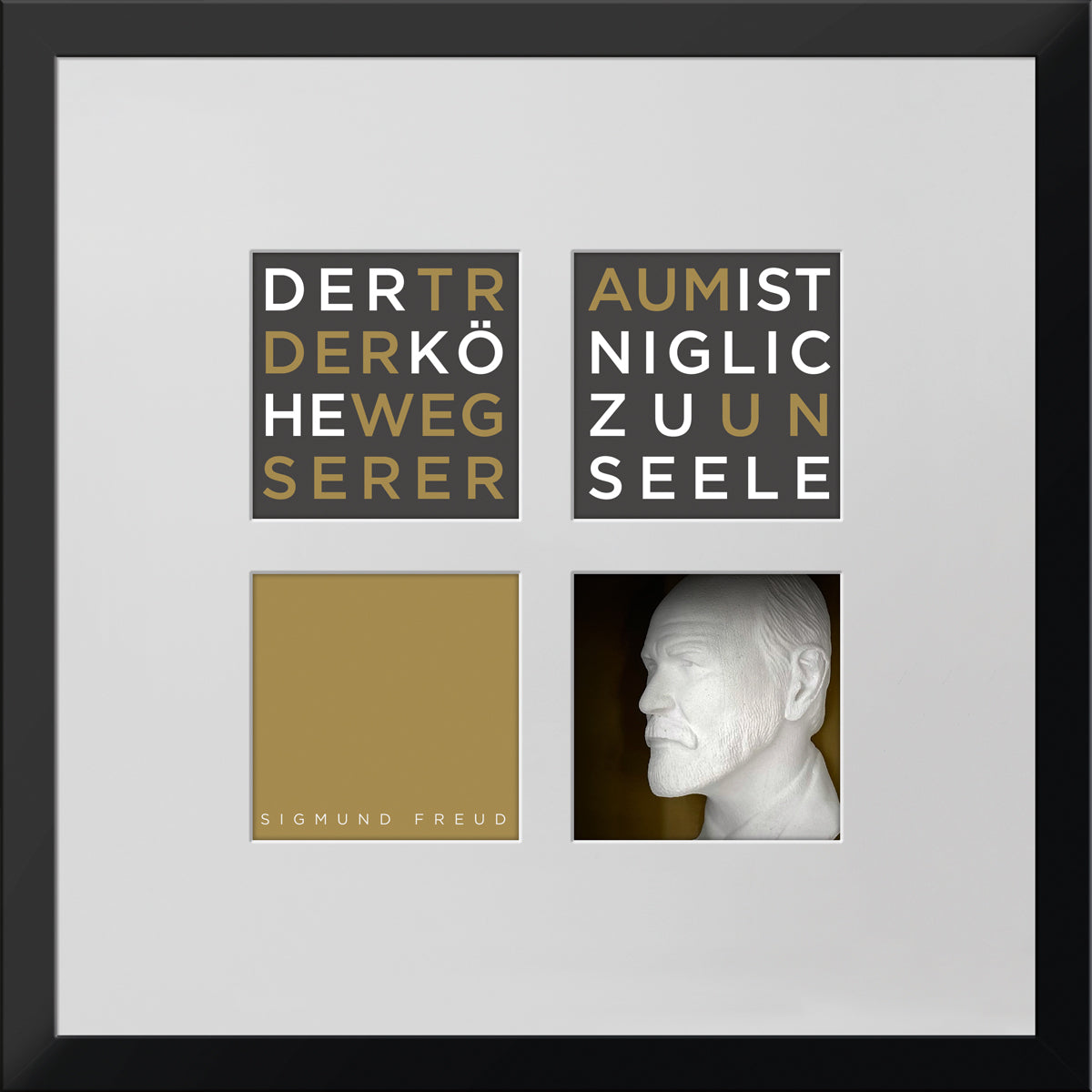 Geschenk 3D-Objektbild 'Sigmund Freud', Rahmen Schwarz