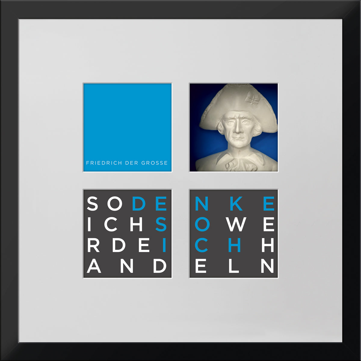 Geschenk 3D-Objektbild 'Friedrich der Große', Rahmen Schwarz