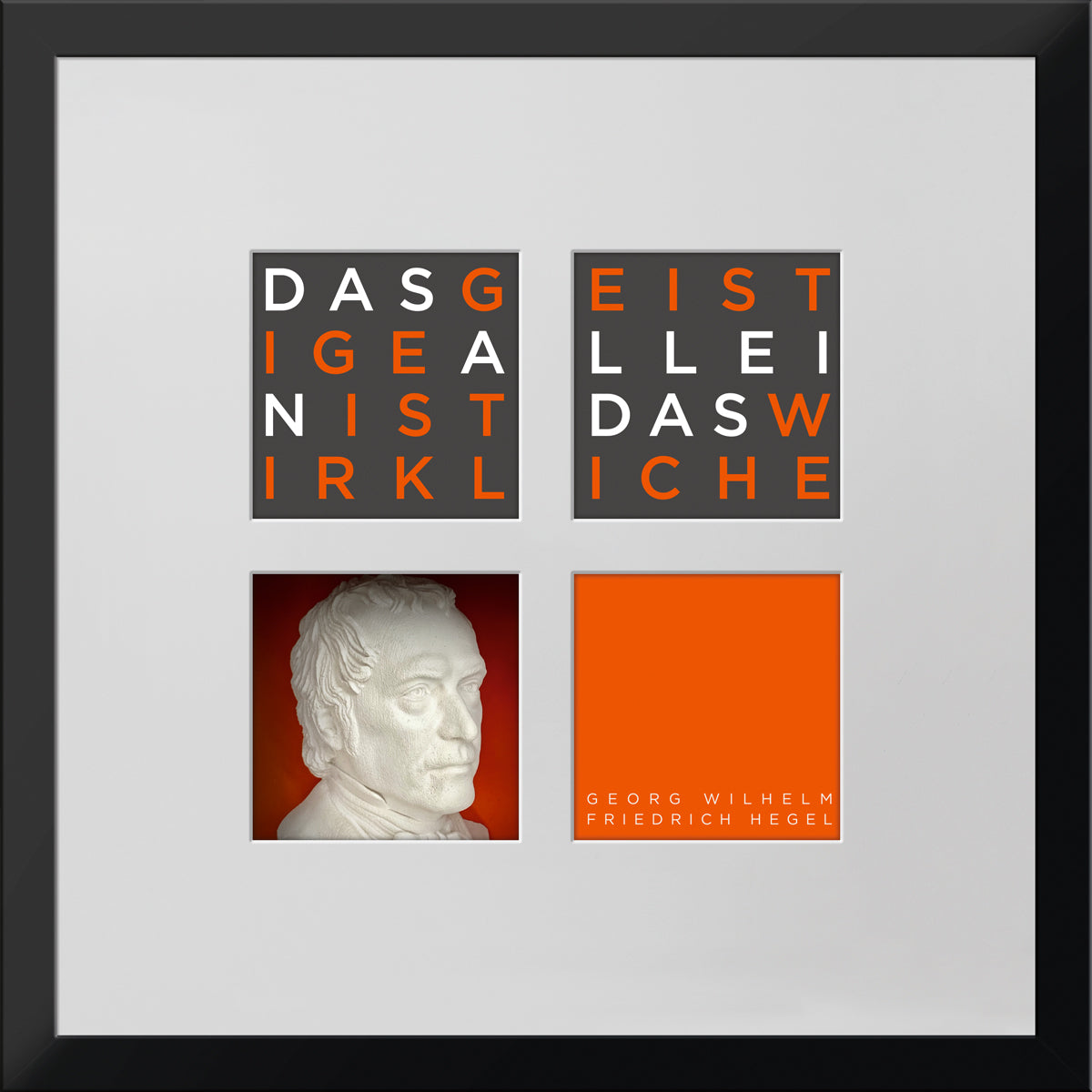 Geschenk 3D-Objektbild 'Hegel', Rahmen Schwarz