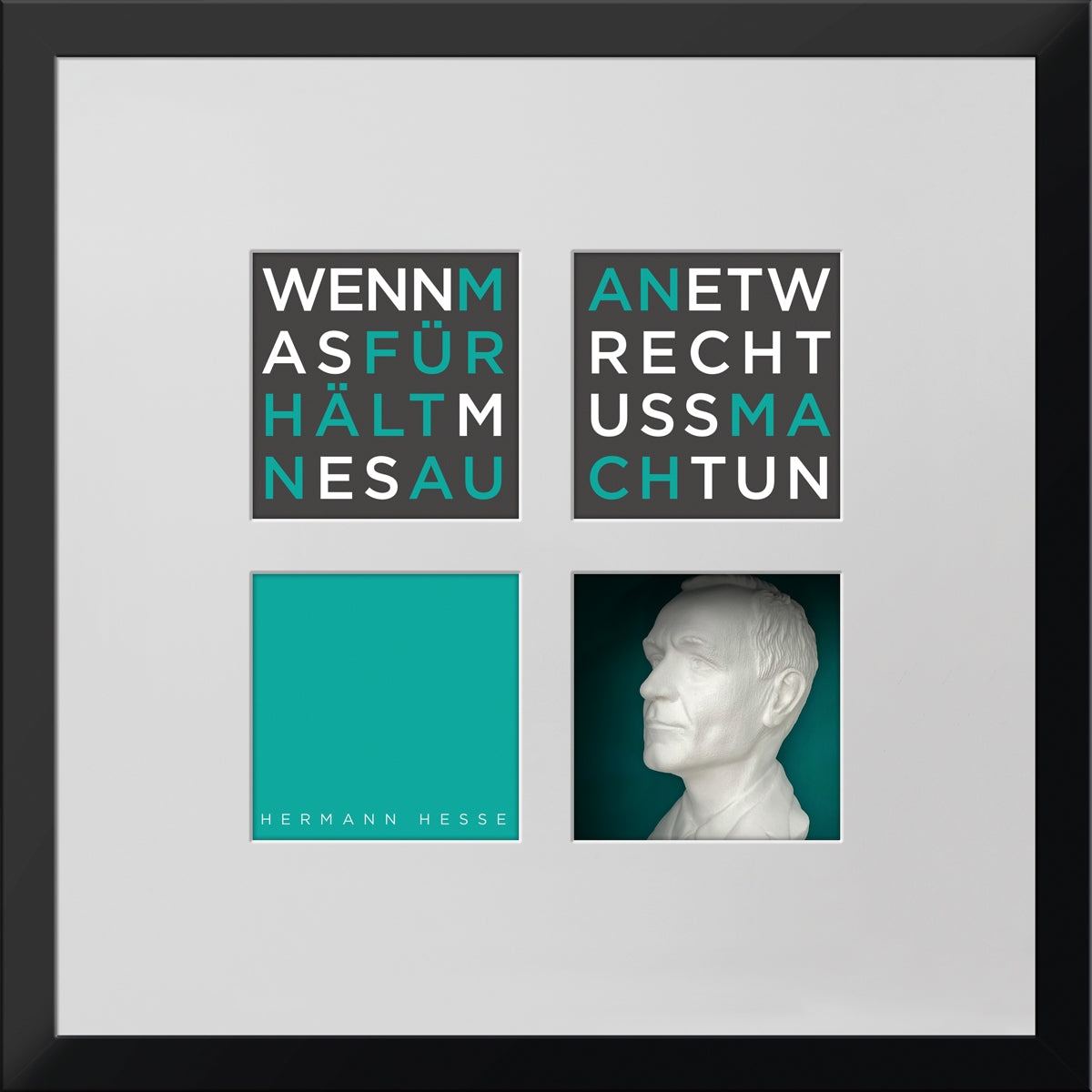 Geschenk 3D-Objektbild 'Hermann Hesse', Rahmen Schwarz