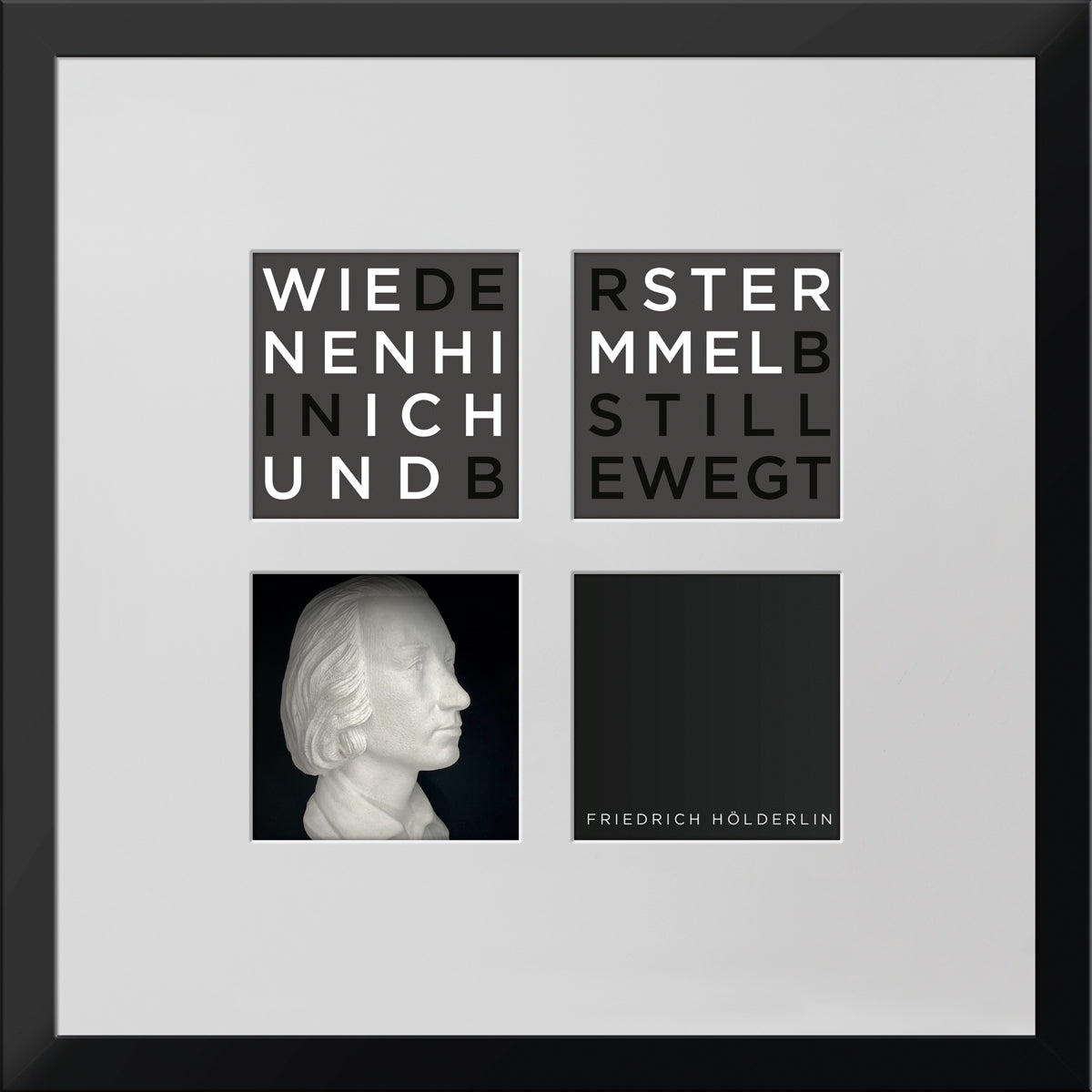 Geschenk 3D-Objektbild 'Friedrich Hölderlin', Rahmen Schwarz