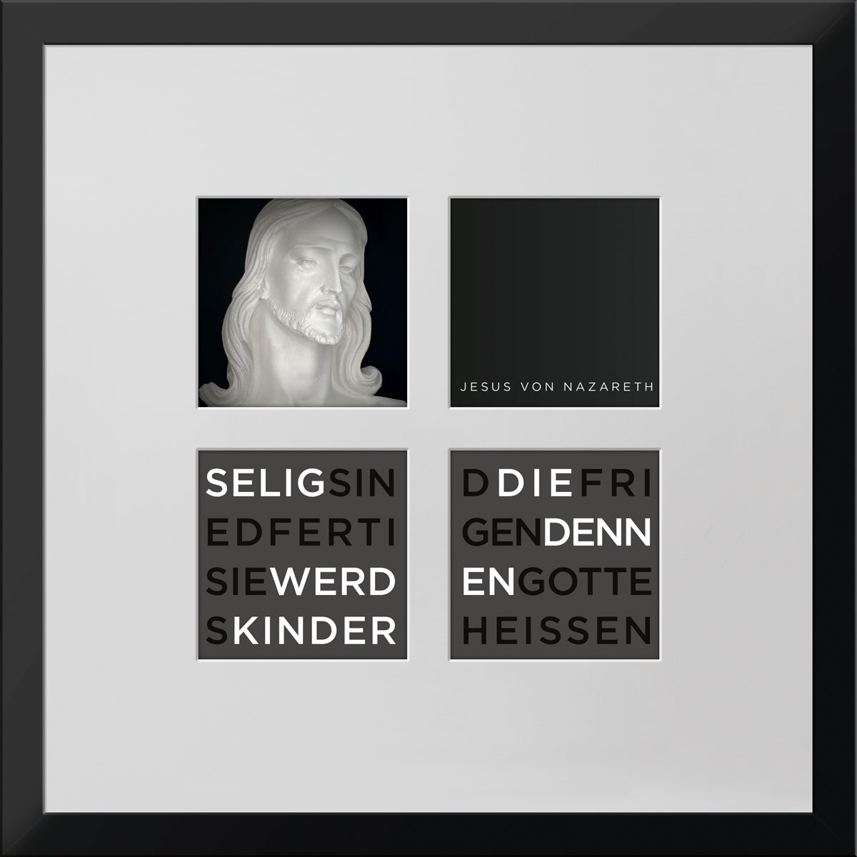 Geschenk 3D-Objektbild 'Jesus von Nazaret', Rahmen Schwarz