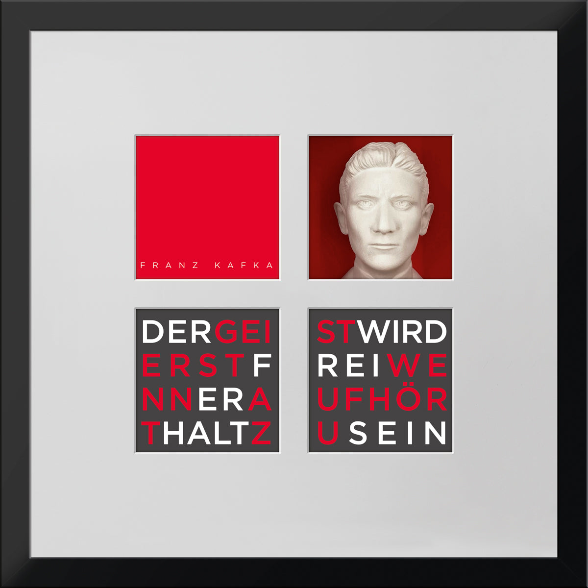 Geschenk 3D-Objektbild 'Franz Kafka', Rahmen Schwarz