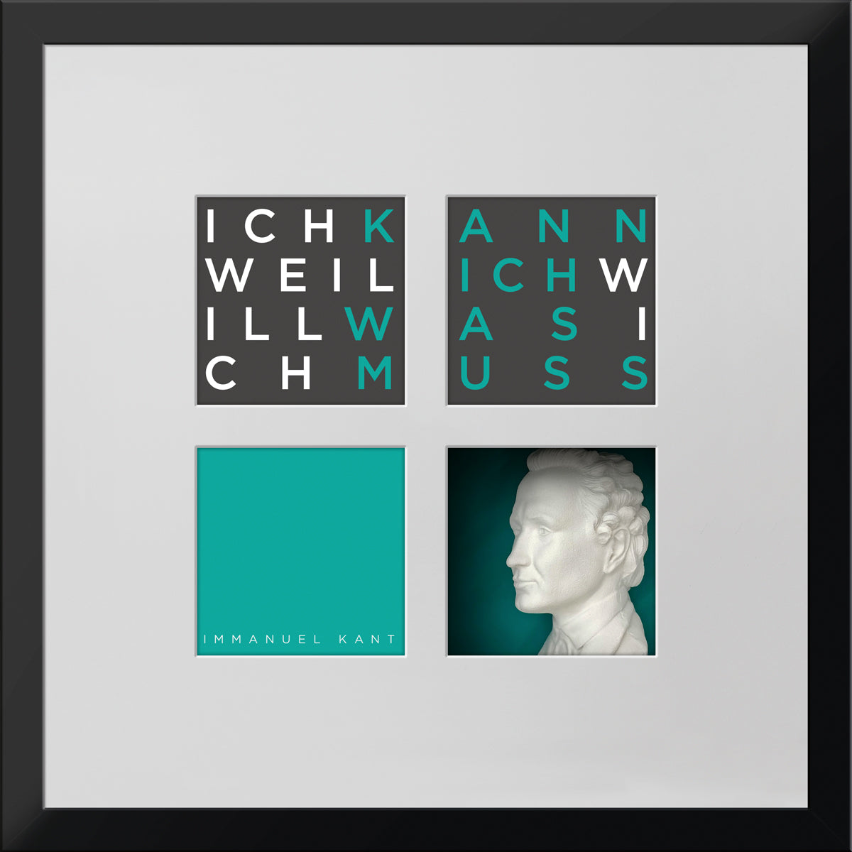 Geschenk 3D-Objektbild 'Immanuel Kant', Rahmen Schwarz
