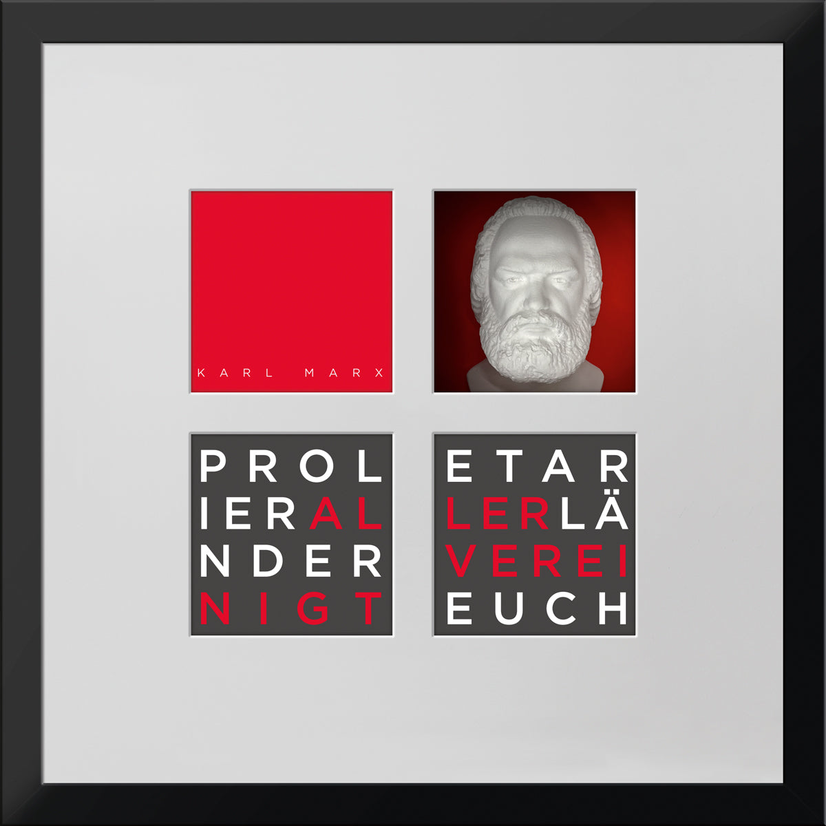 Geschenk 3D-Objektbild 'Karl Marx', Rahmen Schwarz