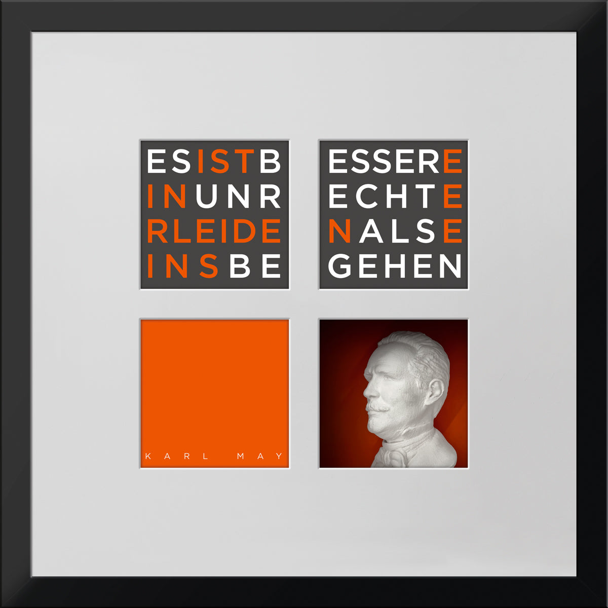 Geschenk 3D-Objektbild 'Karl May', Rahmen Schwarz