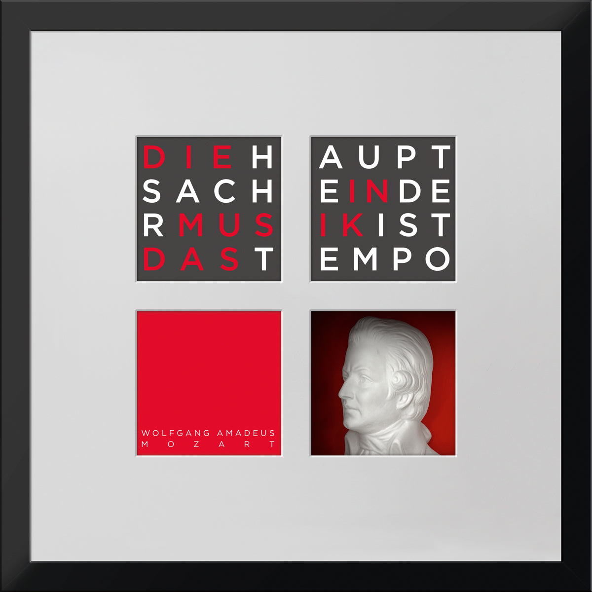 Geschenk 3D-Objektbild 'Wolfgang Amadeus Mozart', Rahmen Schwarz