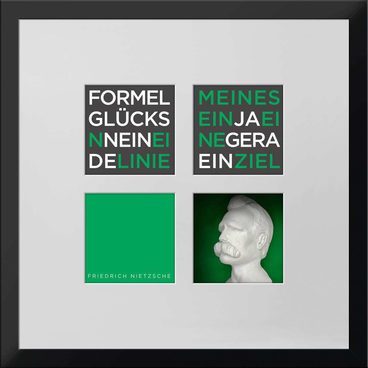 Geschenk 3D-Objektbild 'Friedrich Nietzsche', Rahmen Schwarz