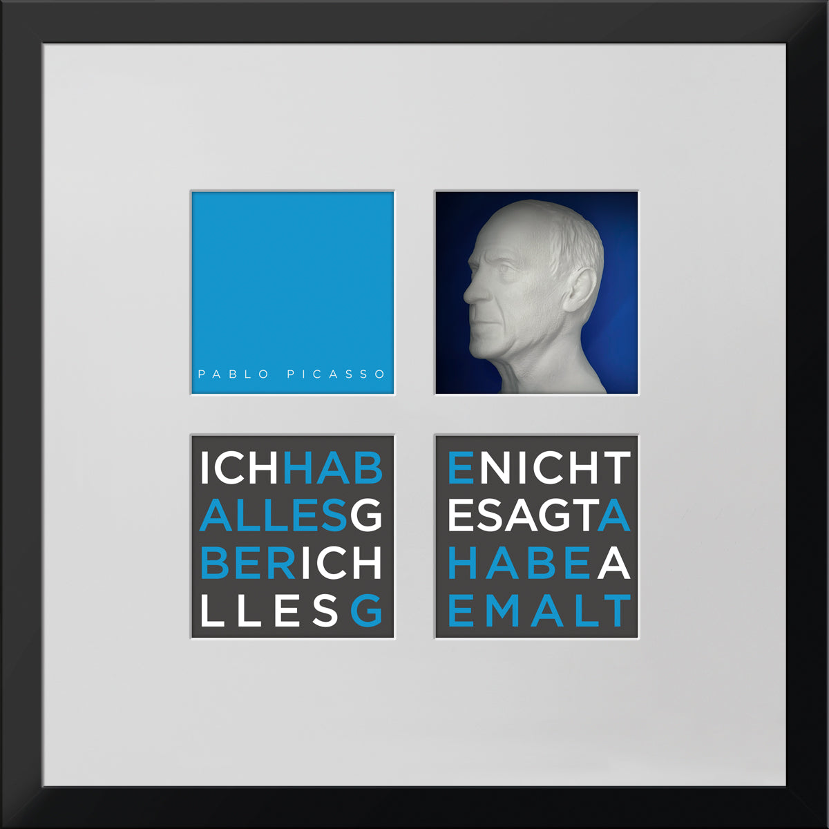 Geschenk 3D-Objektbild 'Pablo Picasso', Rahmen Schwarz