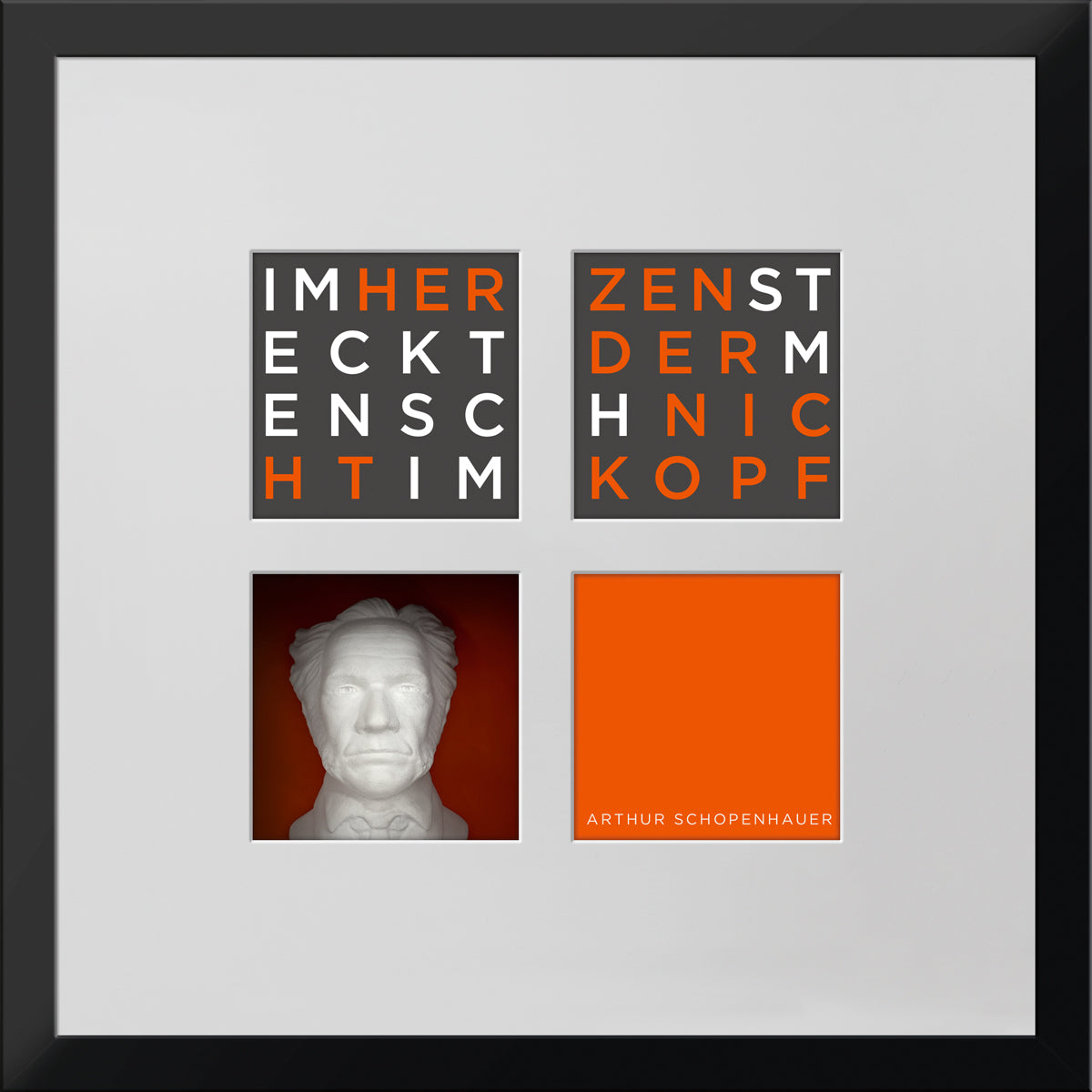 Geschenk 3D-Objektbild 'Arthur Schopenhauer', Rahmen Schwarz