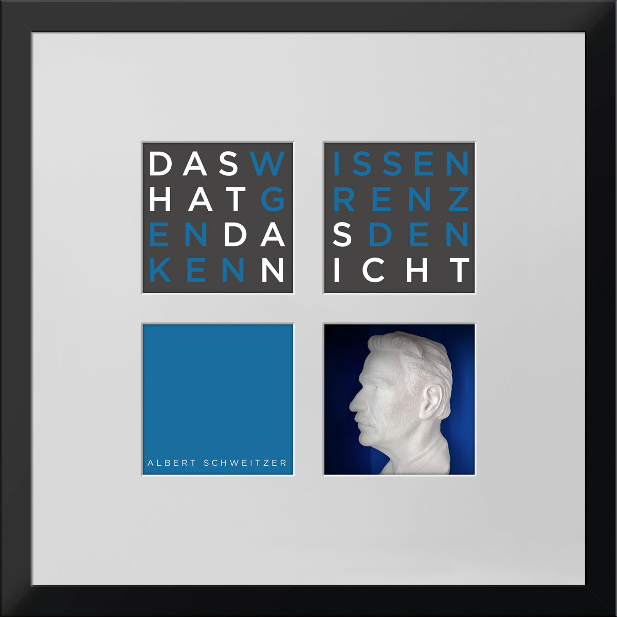 Geschenk 3D-Objektbild 'Albert Schweitzer', Rahmen Schwarz