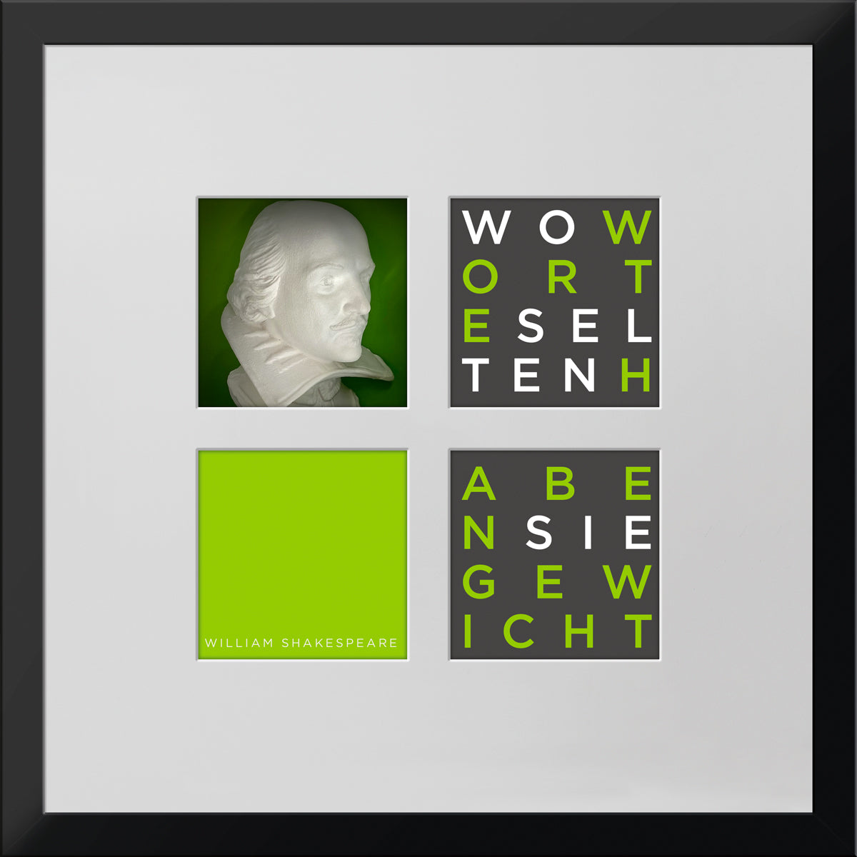 Geschenk 3D-Objektbild 'William Shakespeare', Rahmen Schwarz