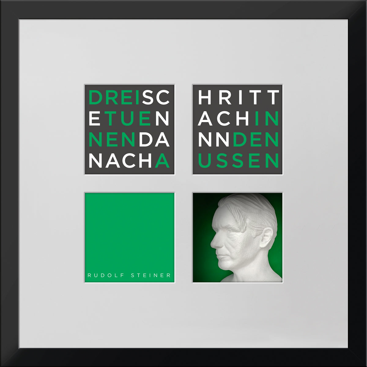 Geschenk 3D-Objektbild 'Rudolf Steiner', Rahmen Schwarz
