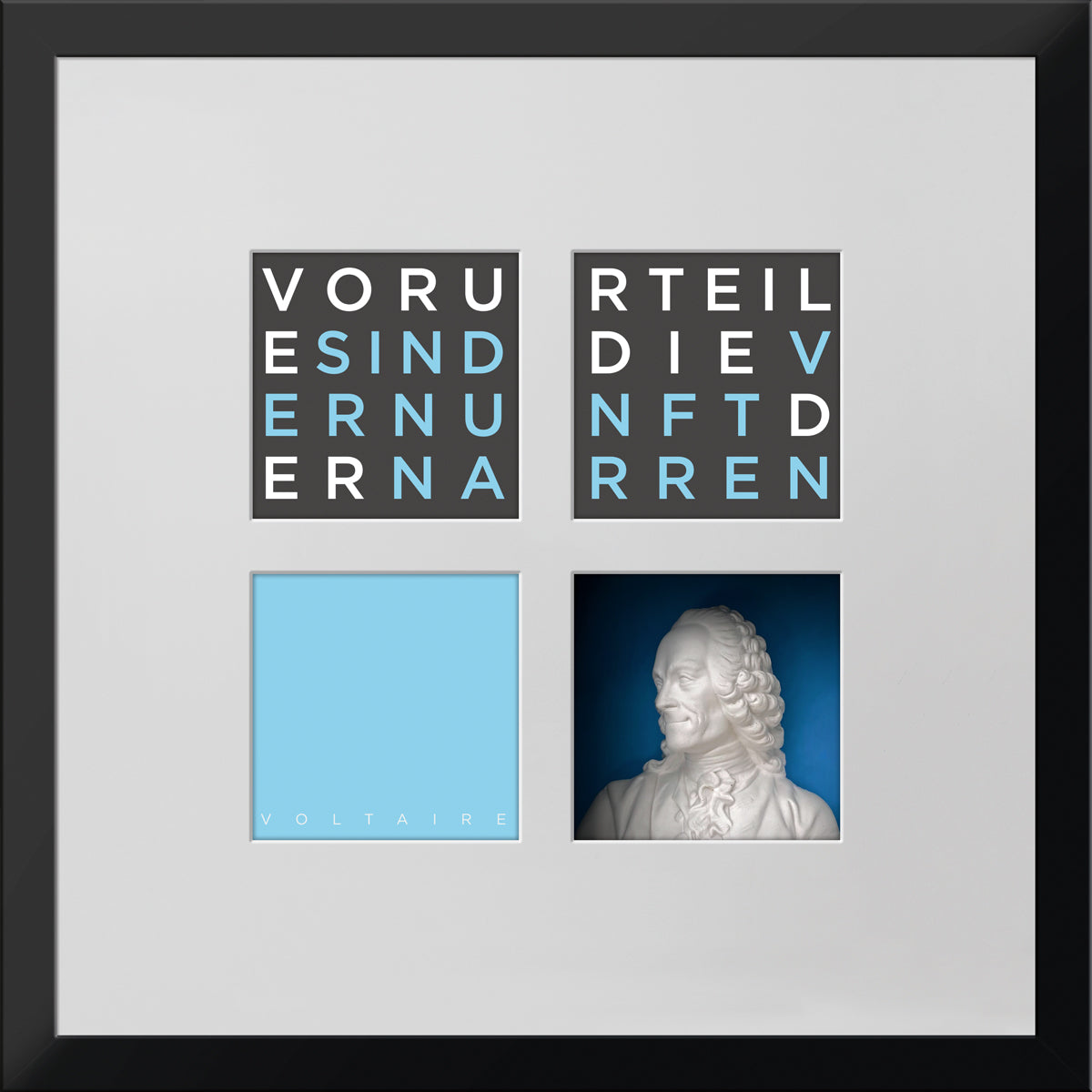 Geschenk 3D-Objektbild 'Voltaire', Rahmen Schwarz