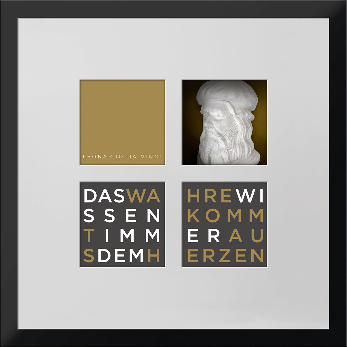 Geschenk 3D-Objektbild 'Leonardo da Vinci', Rahmen Schwarz