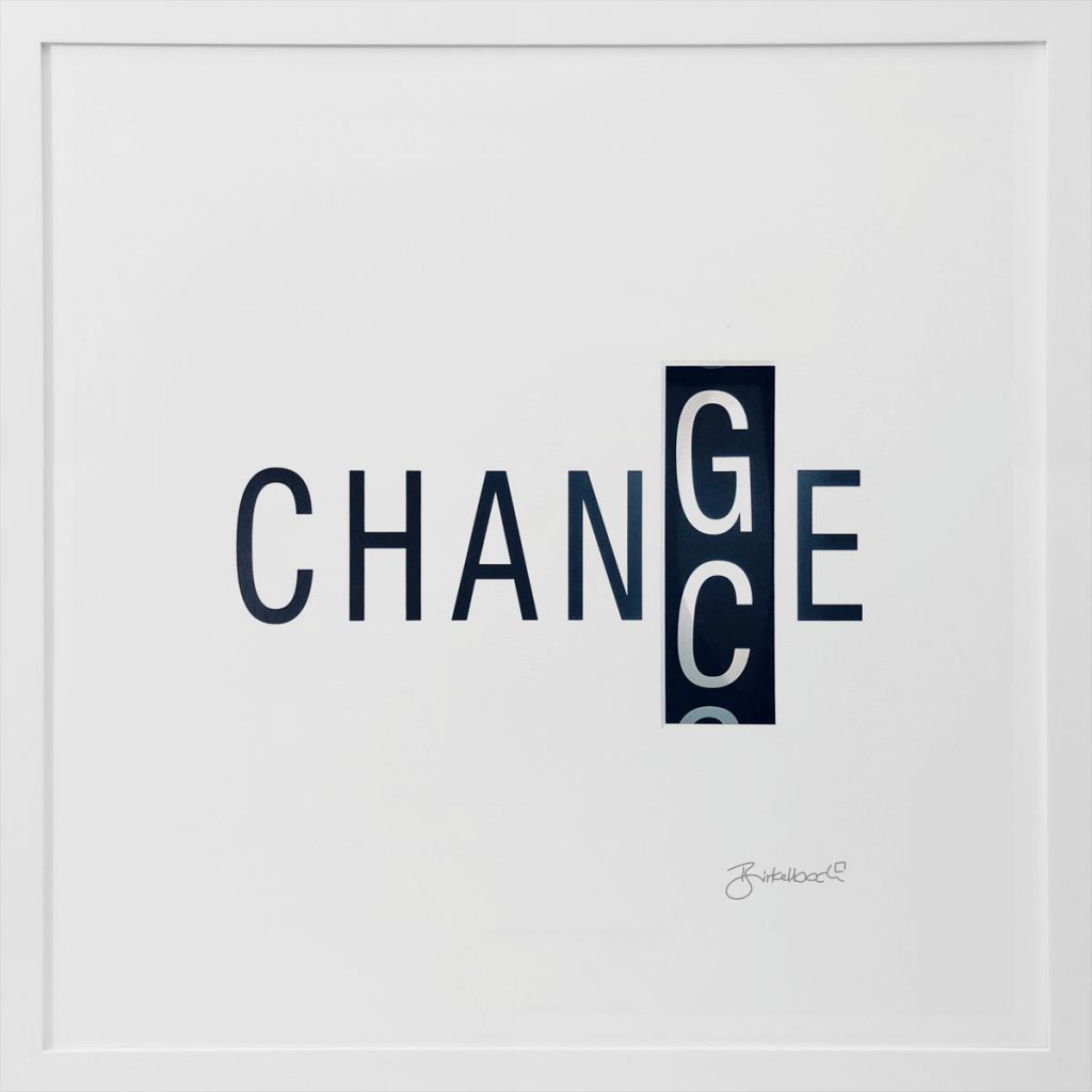 Geschenk 3D-Objektbild 'Change als Chance', Rahmen Weiß