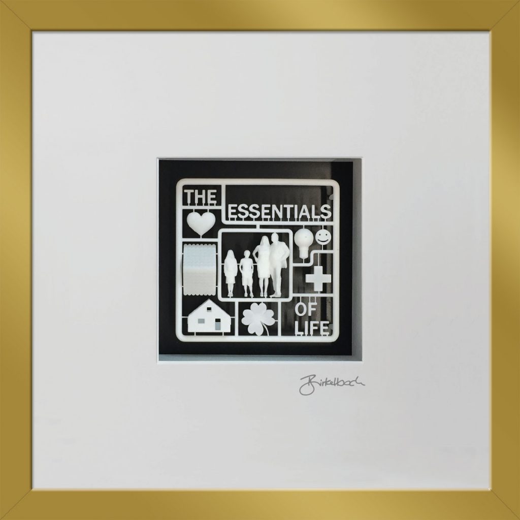 Geschenk 3D-Objektbild 'Essentials of Life', Rahmen Gold