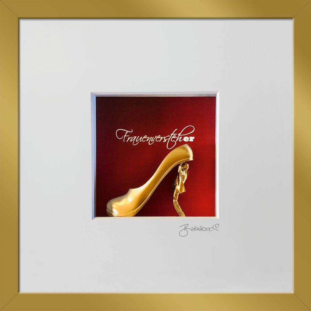 Geschenk 3D-Objektbild 'Frauenversteher', Rahmen Gold