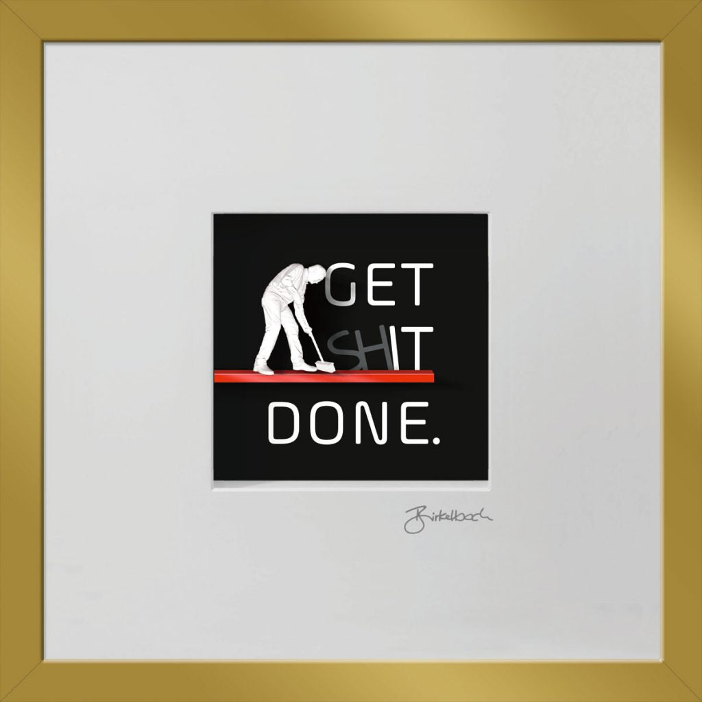 Motivationsgeschenk 3D-Objektbild 'Get Shit Done', Rahmen Gold