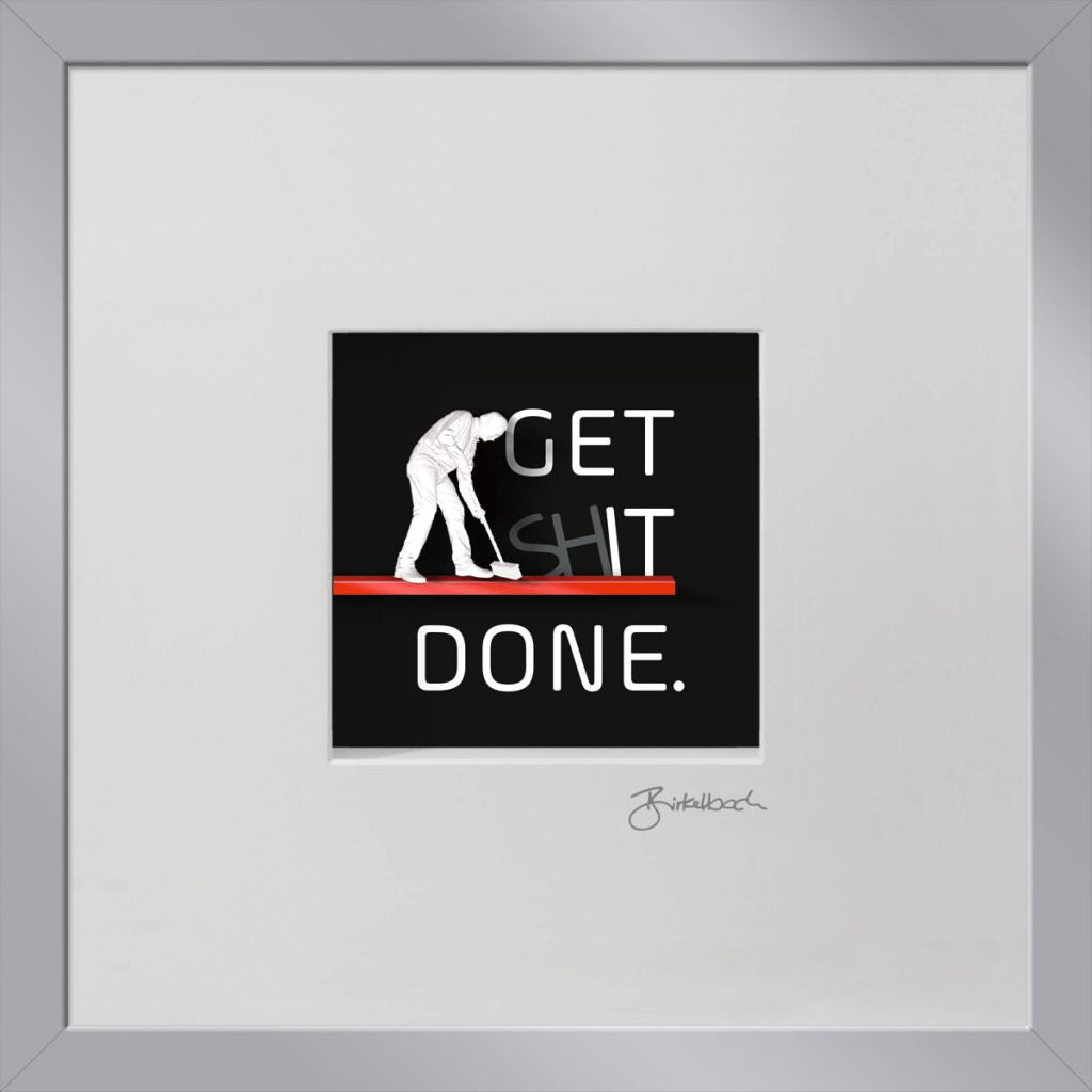 Motivationsgeschenk 3D-Objektbild 'Get Shit Done', Rahmen Silber