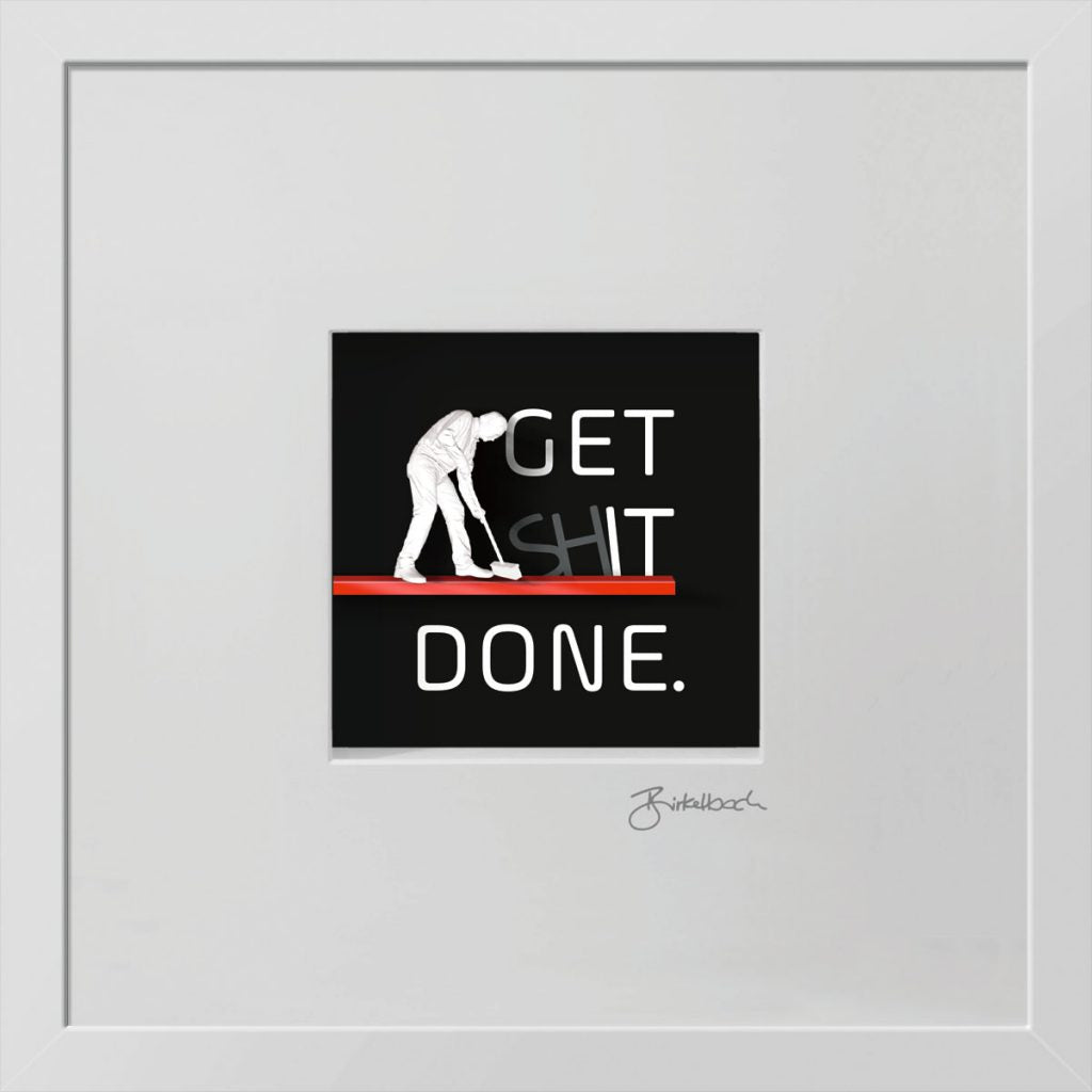 Motivationsgeschenk 3D-Objektbild 'Get Shit Done', Rahmen Weiß