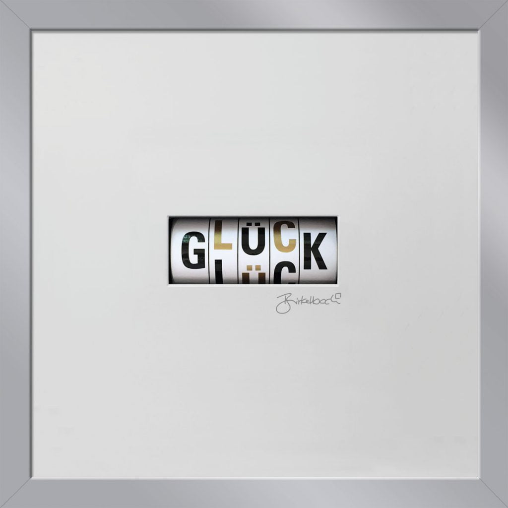 Glückwunschgeschenk 3D-Objektbild 'Glück', Rahmen Silber