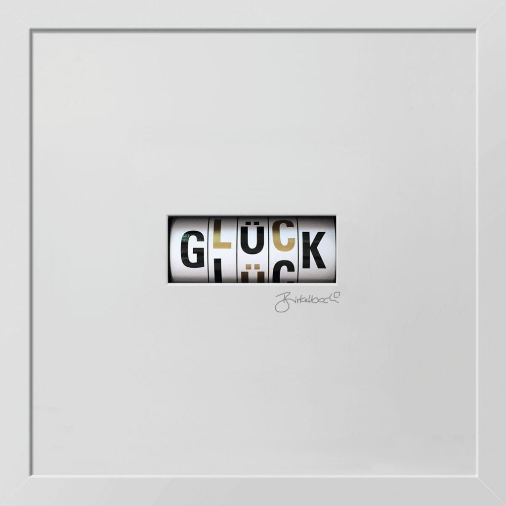 Glückwunschgeschenk 3D-Objektbild 'Glück', Rahmen Weiß