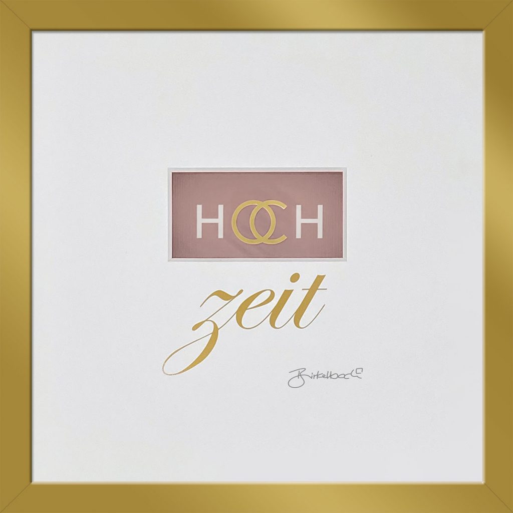 Hochzeitsgeschenk 3D-Objektbild 'Hochzeitsringe', Rahmen Gold