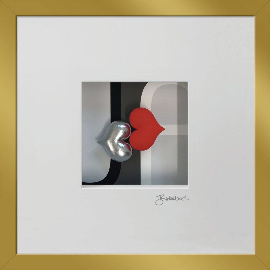 Hochzeitsgeschenk 3D-Objektbild 'Ja-Wort', Rahmen Gold
